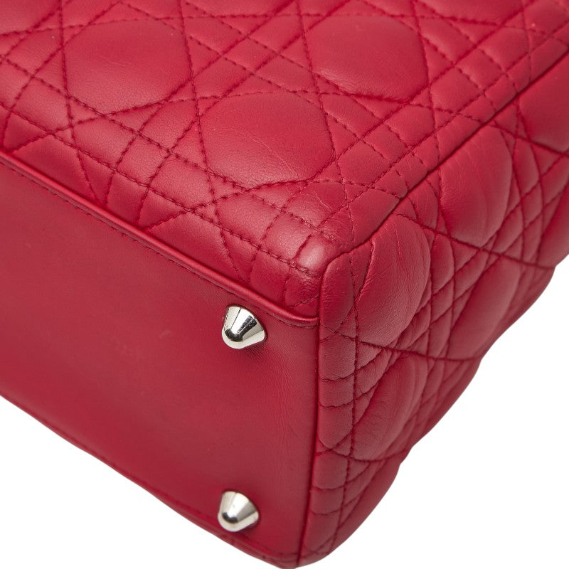 ディオール レディディオール カナージュ ラージ ハンドバッグ ショルダーバッグ 2WAY レッド レザー レディース Dior 【中古】