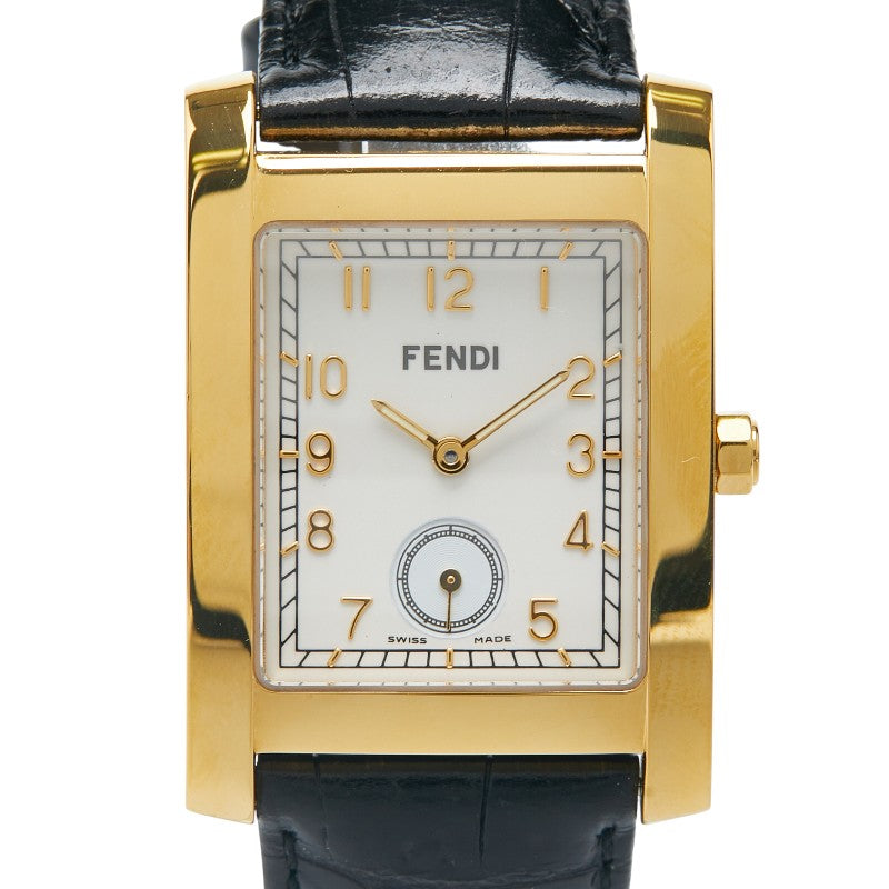 フェンディ クラシコ 腕時計 7000G クオーツ ベージュ文字盤 ステンレススチール レザー レディース FENDI 【中古】