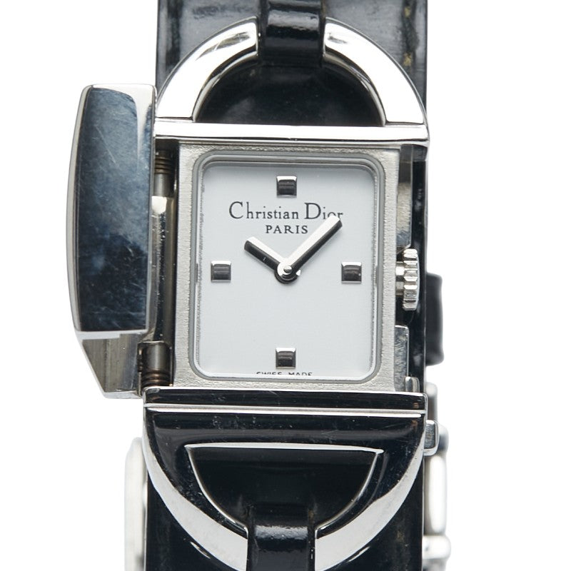 ディオール パンディオラ 腕時計 クオーツ ホワイト文字盤 ステンレススチール レザー レディース Dior 【中古】