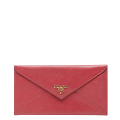 プラダ エンベロープ 長財布 ピンク レザー レディース PRADA 【中古】