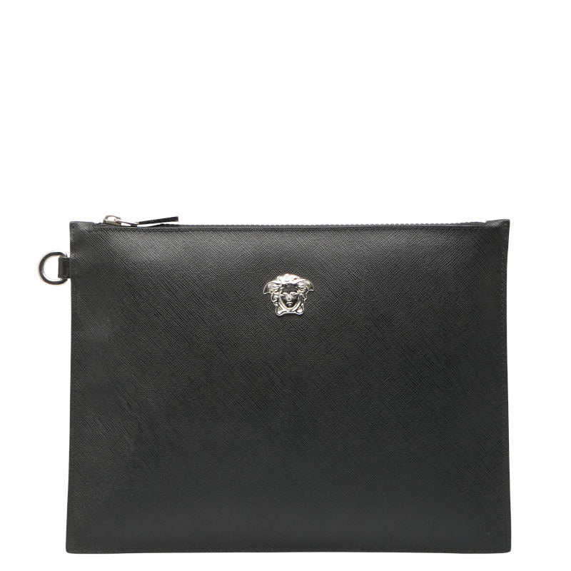ヴェルサーチェ メデューサ クラッチバッグ ブラック PVC レザー レディース VERSACE 【中古】
