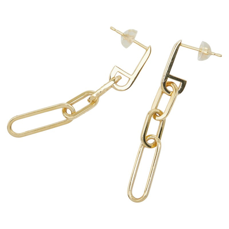 K18YG イエローゴールド チェーン モチーフ スタッド ピアス レディース 【中古】