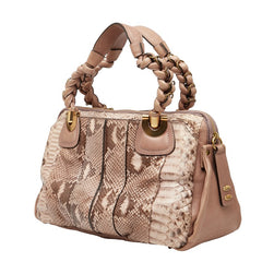 クロエ パイソン ハンドバッグ ベージュ レザー レディース Chloe 【中古】