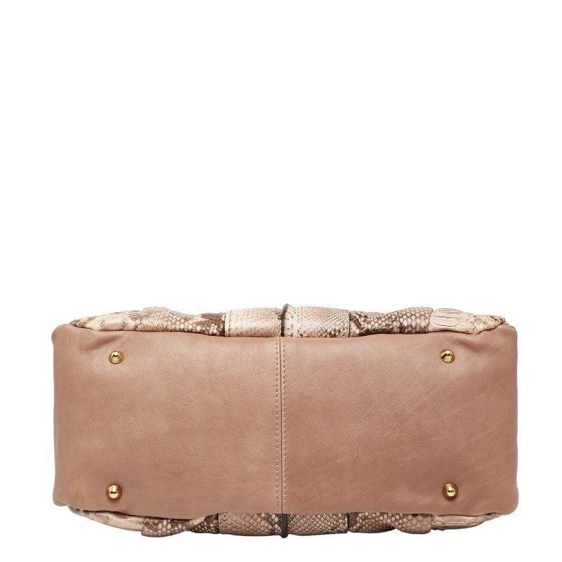 クロエ パイソン ハンドバッグ ベージュ レザー レディース Chloe 【中古】