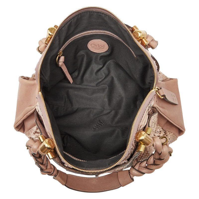 クロエ パイソン ハンドバッグ ベージュ レザー レディース Chloe 【中古】