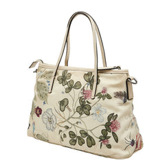 グッチ フローラル プリント ハンドバッグ ショルダーバッグ 2WAY 353440 アイボリー マルチカラー キャンバス レザー レディース GUCCI 【中古】