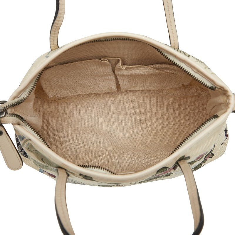 グッチ フローラル プリント ハンドバッグ ショルダーバッグ 2WAY 353440 アイボリー マルチカラー キャンバス レザー レディース GUCCI 【中古】