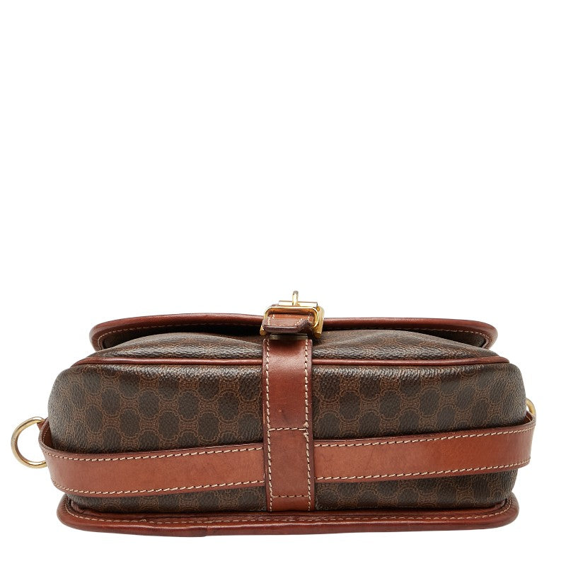 セリーヌ マカダム ショルダーバッグ ブラウン PVC レザー レディース CELINE 【中古】