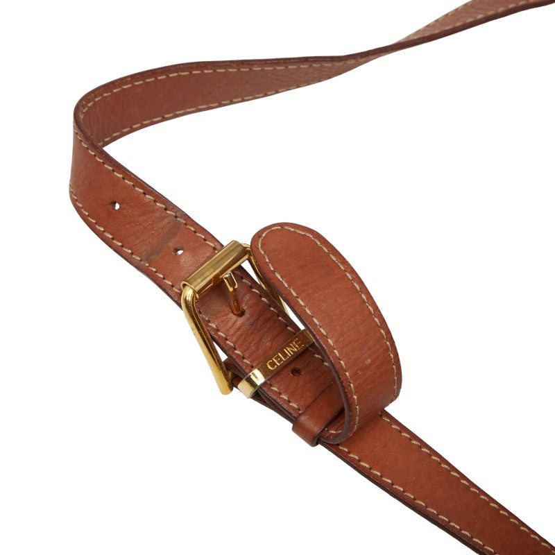 セリーヌ マカダム ショルダーバッグ ブラウン PVC レザー レディース CELINE 【中古】