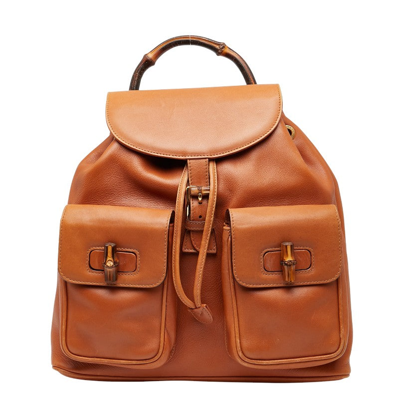 グッチ バンブー リュック バックパック 003 2058 0016 ブラウン レザー レディース GUCCI 【中古】