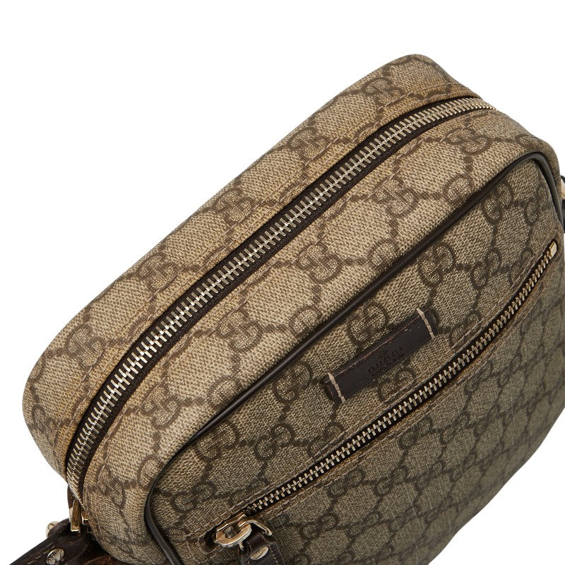 グッチ GGスプリーム 斜め掛け ショルダーバッグ 233268 ベージュ ブラウン PVC レザー レディース GUCCI 【中古】
