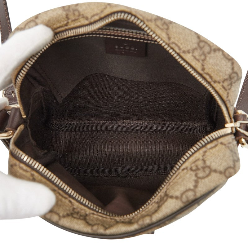 グッチ GGスプリーム 斜め掛け ショルダーバッグ 233268 ベージュ ブラウン PVC レザー レディース GUCCI 【中古】