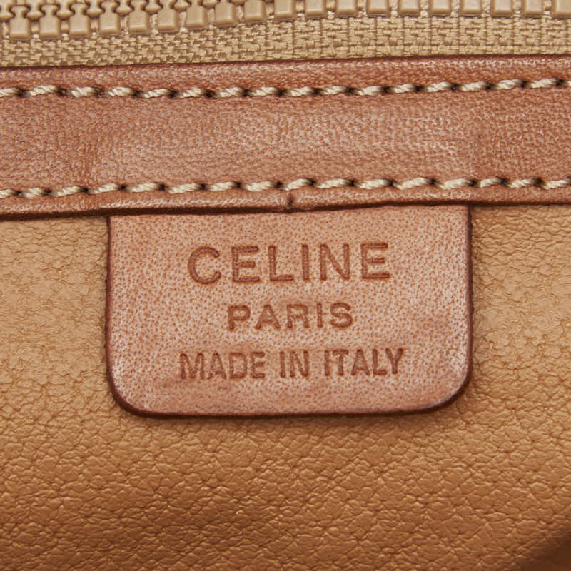 セリーヌ マカダム ボストンバッグ ブラウン PVC レザー レディース CELINE 【中古】