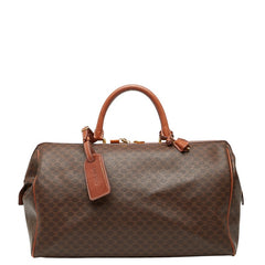 セリーヌ マカダム ボストンバッグ ブラウン PVC レザー レディース CELINE 【中古】