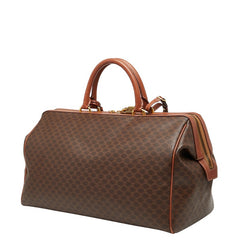 セリーヌ マカダム ボストンバッグ ブラウン PVC レザー レディース CELINE 【中古】