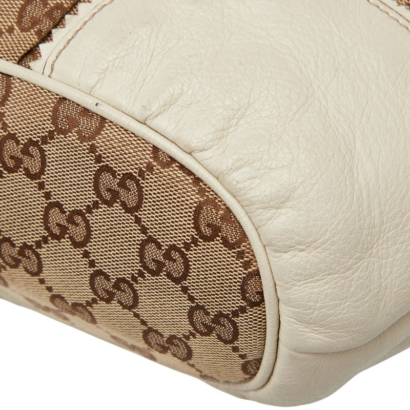 グッチ ハート タッセル GGキャンバス ハンドバッグ トートバッグ 211955 ベージュ ホワイト キャンバス レザー レディース GUCCI 【中古】