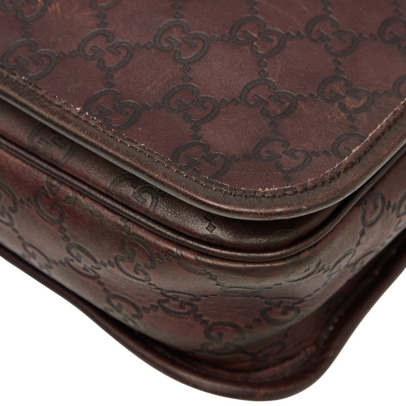 グッチ グッチシマ 斜め掛け ショルダーバッグ 145840 ブラウン レザー レディース GUCCI 【中古】