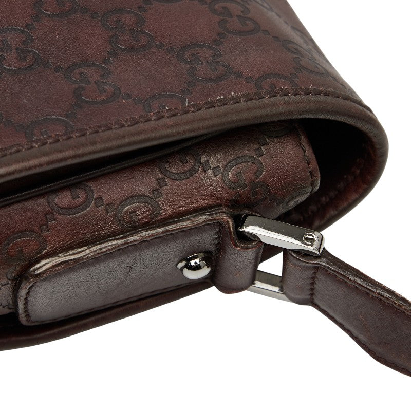グッチ グッチシマ 斜め掛け ショルダーバッグ 145840 ブラウン レザー レディース GUCCI 【中古】