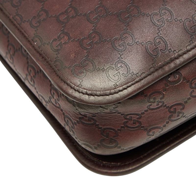グッチ グッチシマ 斜め掛け ショルダーバッグ 145840 ブラウン レザー レディース GUCCI 【中古】