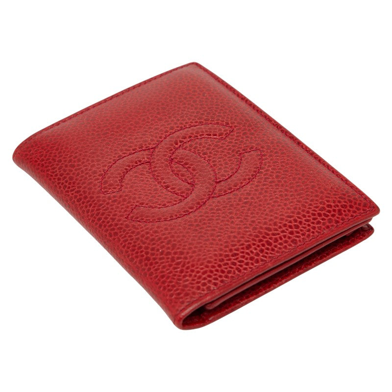 シャネル ココマーク カードケース 名刺入れ レッド キャビアスキン レディース CHANEL 【中古】