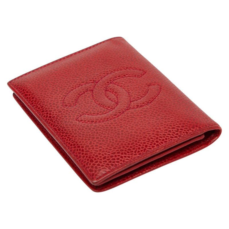 シャネル ココマーク カードケース 名刺入れ レッド キャビアスキン レディース CHANEL 【中古】