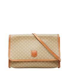 セリーヌ マカダム ショルダーバッグ ベージュ PVC レザー レディース CELINE 【中古】