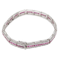 K14WG ホワイトゴールド ルビー6.70ct ダイヤ1.00ct ブレスレット レディース 【中古】