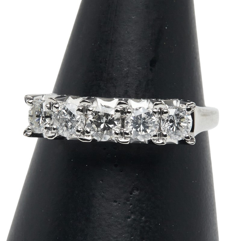 Pt900 プラチナ ダイヤ1.006ct 一文字 リング 指輪 レディース 15.5号 【中古】