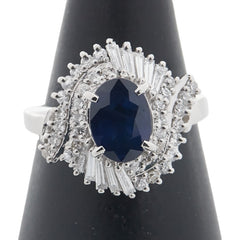 Pt900 プラチナ サファイア1.55ct ダイヤ0.65ct リング 指輪 レディース 11.5号 【中古】