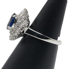 Pt900 プラチナ サファイア1.55ct ダイヤ0.65ct リング 指輪 レディース 11.5号 【中古】