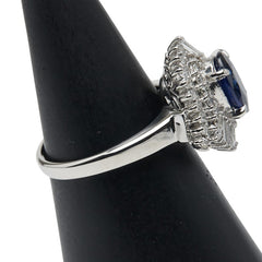 Pt900 プラチナ サファイア1.55ct ダイヤ0.65ct リング 指輪 レディース 11.5号 【中古】