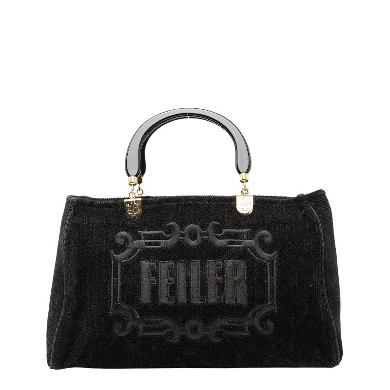 フェイラー ロゴ トートバッグ ブラック コーデュロイ レディース FEILER 【中古】