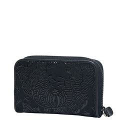 印傳屋 キャレー シリーズ コインケース ペンケース セット ブラック レザー レディース INDENYA 【中古】