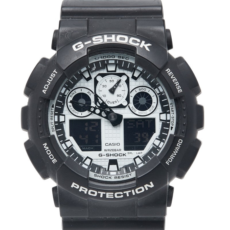 カシオ G-SHOCK 腕時計 GA-100BW-1A クオーツ ホワイト文字盤 ステンレススチール 樹脂系 メンズ CASIO 【中古】