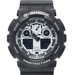 カシオ G-SHOCK 腕時計 GA-100BW-1A クオーツ ホワイト文字盤 ステンレススチール 樹脂系 メンズ CASIO 【中古】