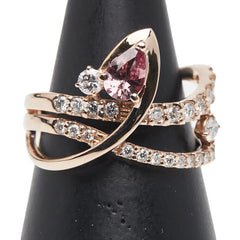 K18PG ピンクゴールド パパラチアサファイア0.493ct ダイヤ0.53ct リング 指輪 レディース 12号 【中古】