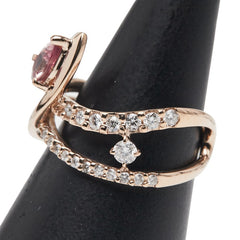 K18PG ピンクゴールド パパラチアサファイア0.493ct ダイヤ0.53ct リング 指輪 レディース 12号 【中古】