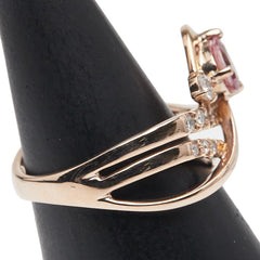 K18PG ピンクゴールド パパラチアサファイア0.493ct ダイヤ0.53ct リング 指輪 レディース 12号 【中古】