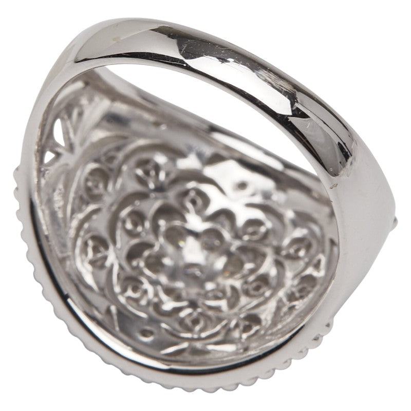 K18WG ホワイトゴールド ダイヤ0.30ct 花 フラワー モチーフ リング 指輪 レディース 15号 【中古】