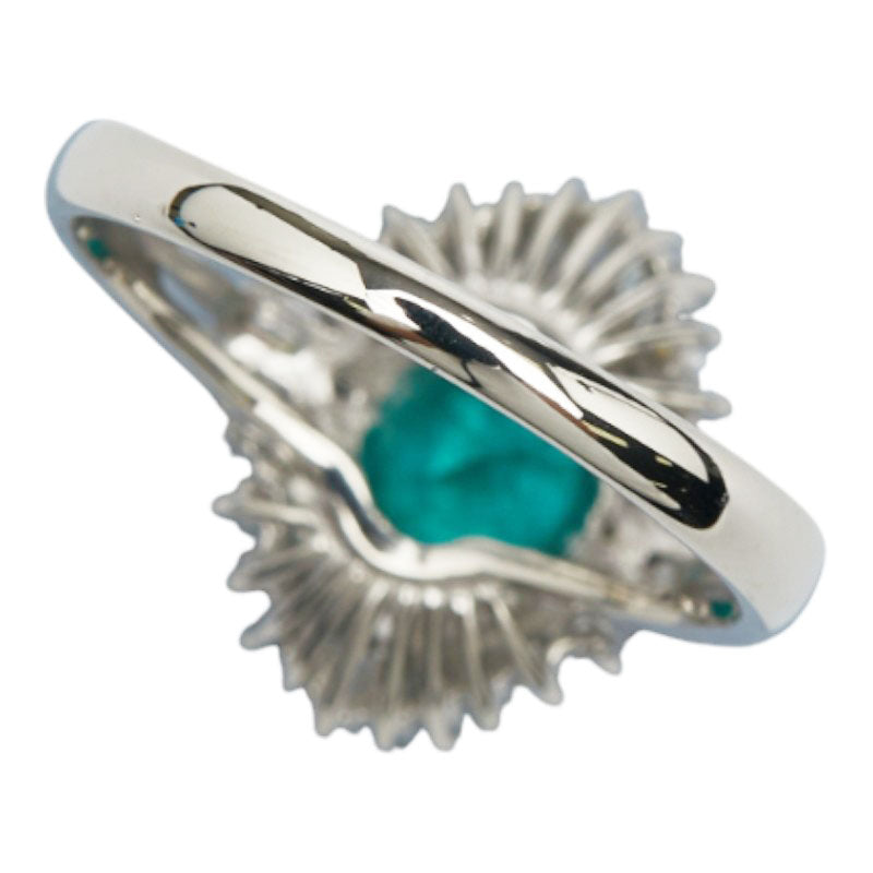 Pt900 プラチナ エメラルド1.00ct ダイヤ0.35ct リング 指輪 レディース 12号 【中古】