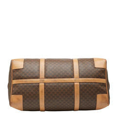 セリーヌ マカダム ボストンバッグ トラベルバッグ ブラウン ベージュ PVC レザー レディース CELINE 【中古】