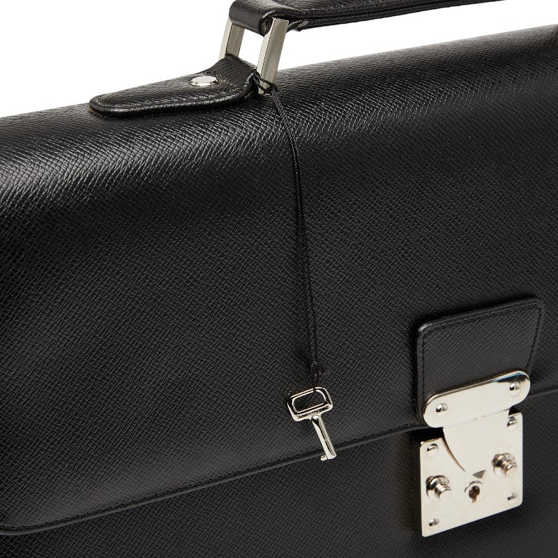 サンローラン ビジネスバッグ ハンドバッグ ブラック レザー メンズ SAINT LAURENT 【中古】