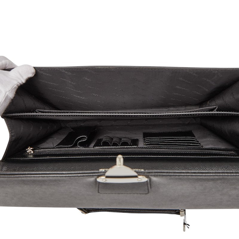 サンローラン ビジネスバッグ ハンドバッグ ブラック レザー メンズ SAINT LAURENT 【中古】