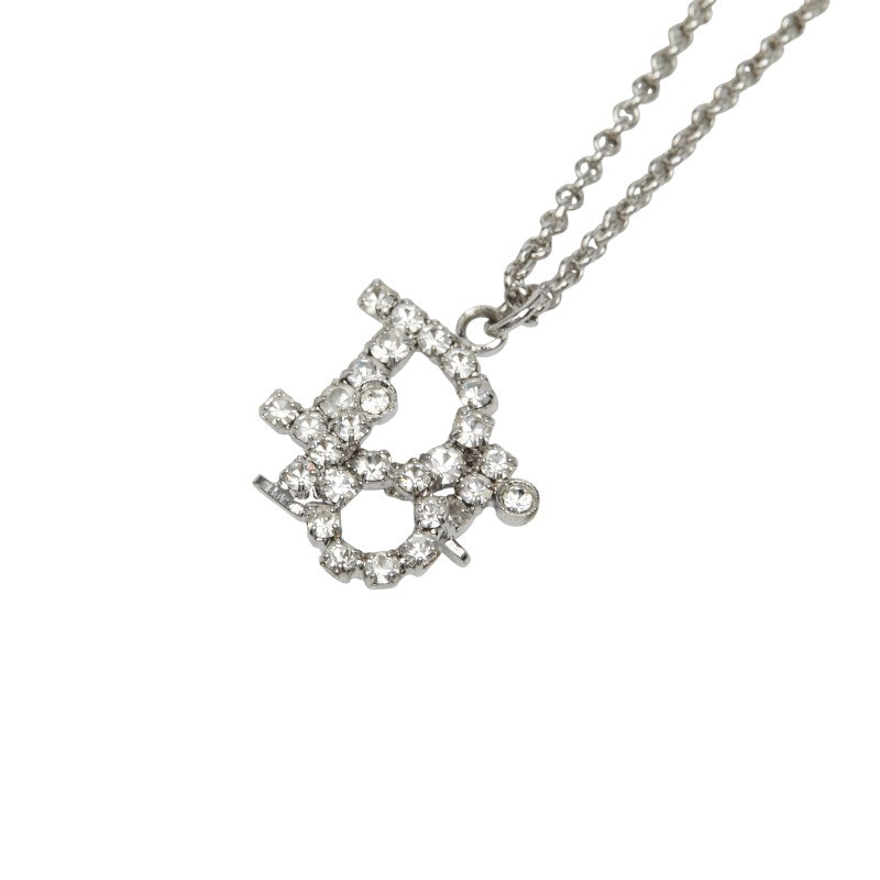 ディオール ロゴ ラインストーン ネックレス シルバー メタル レディース Dior 【中古】