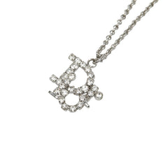 ディオール ロゴ ラインストーン ネックレス シルバー メタル レディース Dior 【中古】