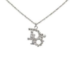 ディオール ロゴ ラインストーン ネックレス シルバー メタル レディース Dior 【中古】