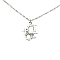 ディオール ロゴ ラインストーン ネックレス シルバー メタル レディース Dior 【中古】