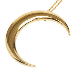 サンローラン クレセントムーン 三日月 ロングネックレス ゴールド メッキ レディース SAINT LAURENT 【中古】