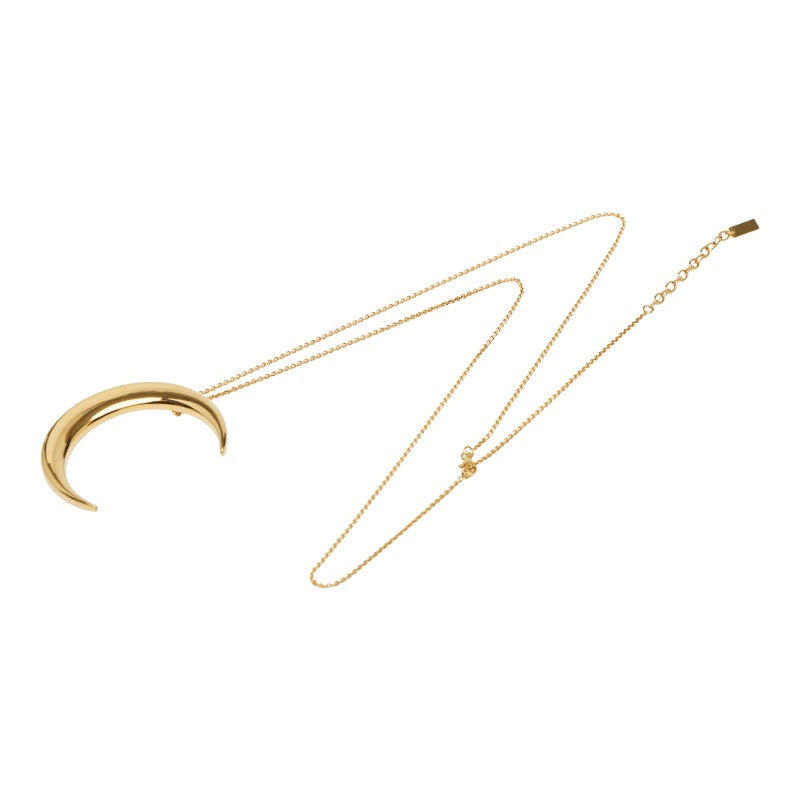サンローラン クレセントムーン 三日月 ロングネックレス ゴールド メッキ レディース SAINT LAURENT 【中古】