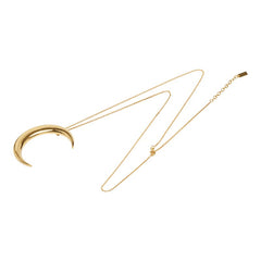 サンローラン クレセントムーン 三日月 ロングネックレス ゴールド メッキ レディース SAINT LAURENT 【中古】
